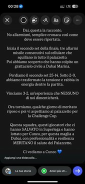 Paura a Dubai durante la finale del NAS Tournament di volley: allarme missili nel palazzetto, poi la rimonta di Cuneo