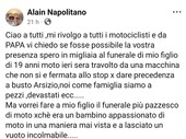 Il dolore e la rabbia di un padre distrutto dalla morte del figlio: «Travolto da una macchina che non ha rispettato la precedenza» Il dolore e la rabbia di un padre distrutto dalla morte del figlio: «Travolto da una macchina che non ha rispettato la precedenza»