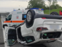 Incidente in tangenziale, auto ribaltata all'altezza di Venaria. Un ferito in codice giallo