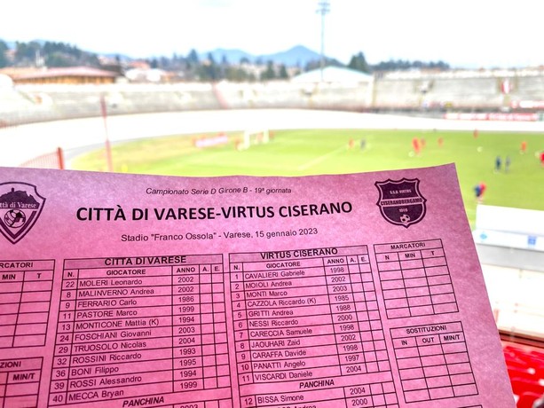 IN DIRETTA. Varese-Virtus Ciserano 0-0. Ferrario ko nel riscaldamento, c'è Bigini