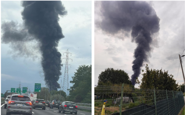 Grosso incendio in un’azienda di Pianezza: si opera per spegnere le fiamme