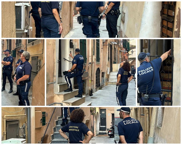 Sanremo, blitz della polizia locale contro l’abbandono rifiuti: controlli porta a porta in via della Pace e via Pastrengo (Foto)